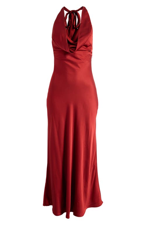 Shop French Connection Ennis Satin Halter Midi Dress In Wine