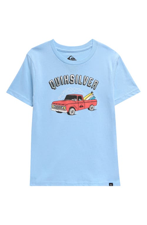 Shop Quiksilver Kids' Burnin' Out Graphic T-shirt In Airy Blue