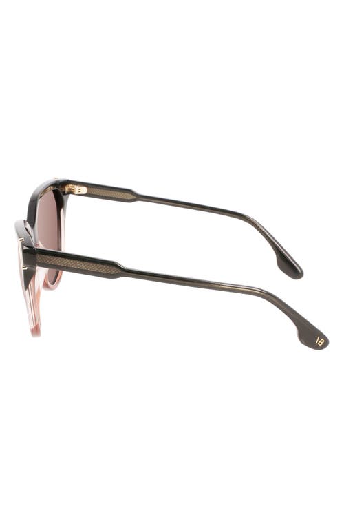 Shop Victoria Beckham Guilloché 57mm Gradient Cat Eye Sunglasses In Grey/rose/caramel