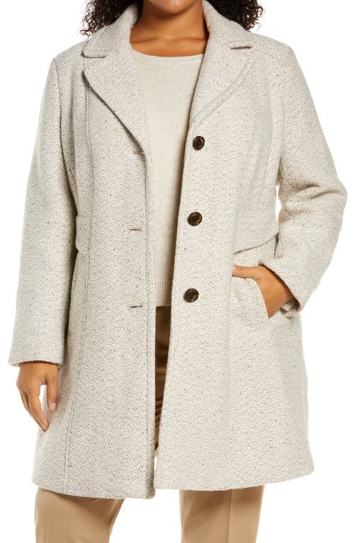 Notch Collar Tweed Coat in Oatmeal