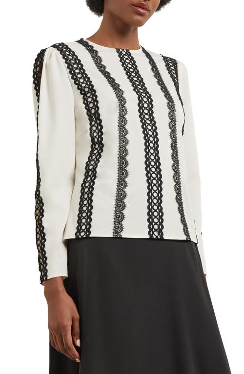 Shop Misook Lace Appliqué Top In New Ivory/black