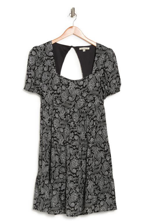 Shop Tash And Sophie Square Neck Puff Sleeve Dress In Black/ivory