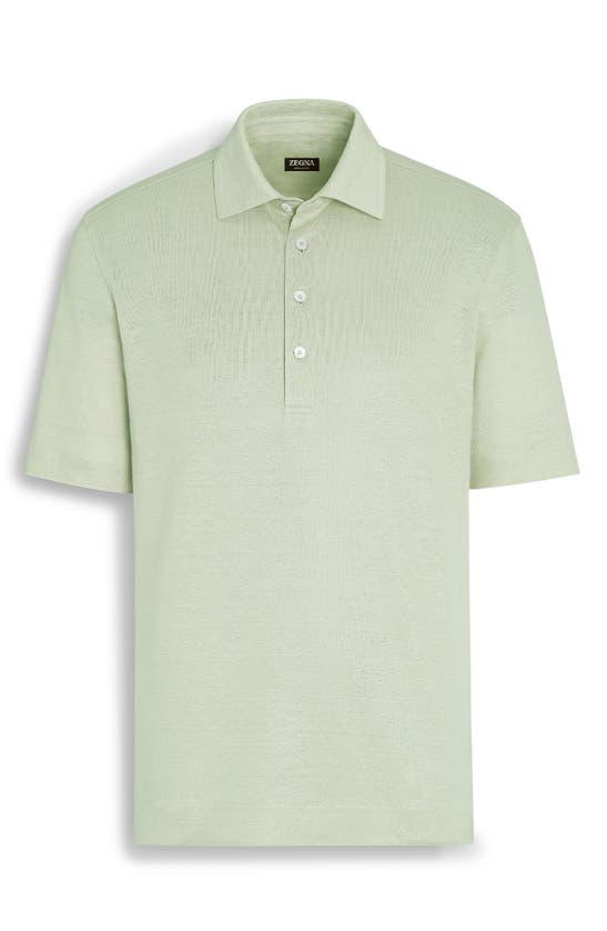 Shop Zegna Linen Polo In Linfa