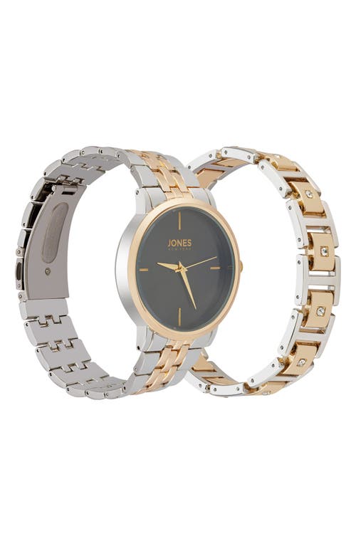 Jones New York Three-hand Quartz Mesh Strap Watch & Id Bracelet Set In Gold/silver
