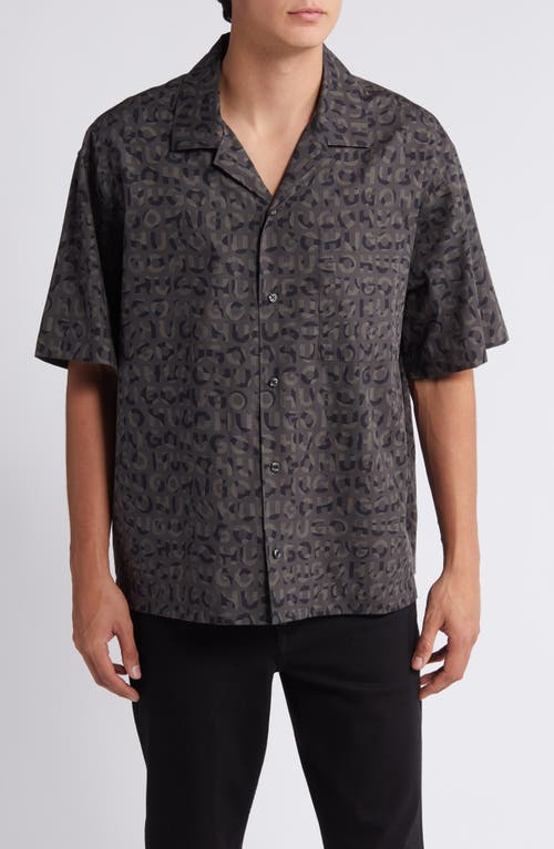 Shop Hugo Egeeno Oversize Camo Logo Camp Shirt In Black