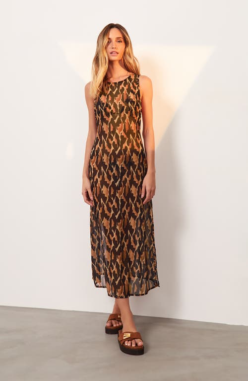 Vix Swimwear Camu Twist Mesh Cover-up Dress In Multi Brown