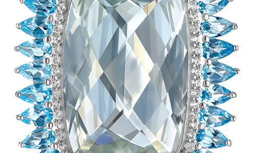Shop House Of Frosted 14k White Gold Plated Sterling Silver Blue Topaz, White Topaz & Green Quartz Drop E In Silver/topaz
