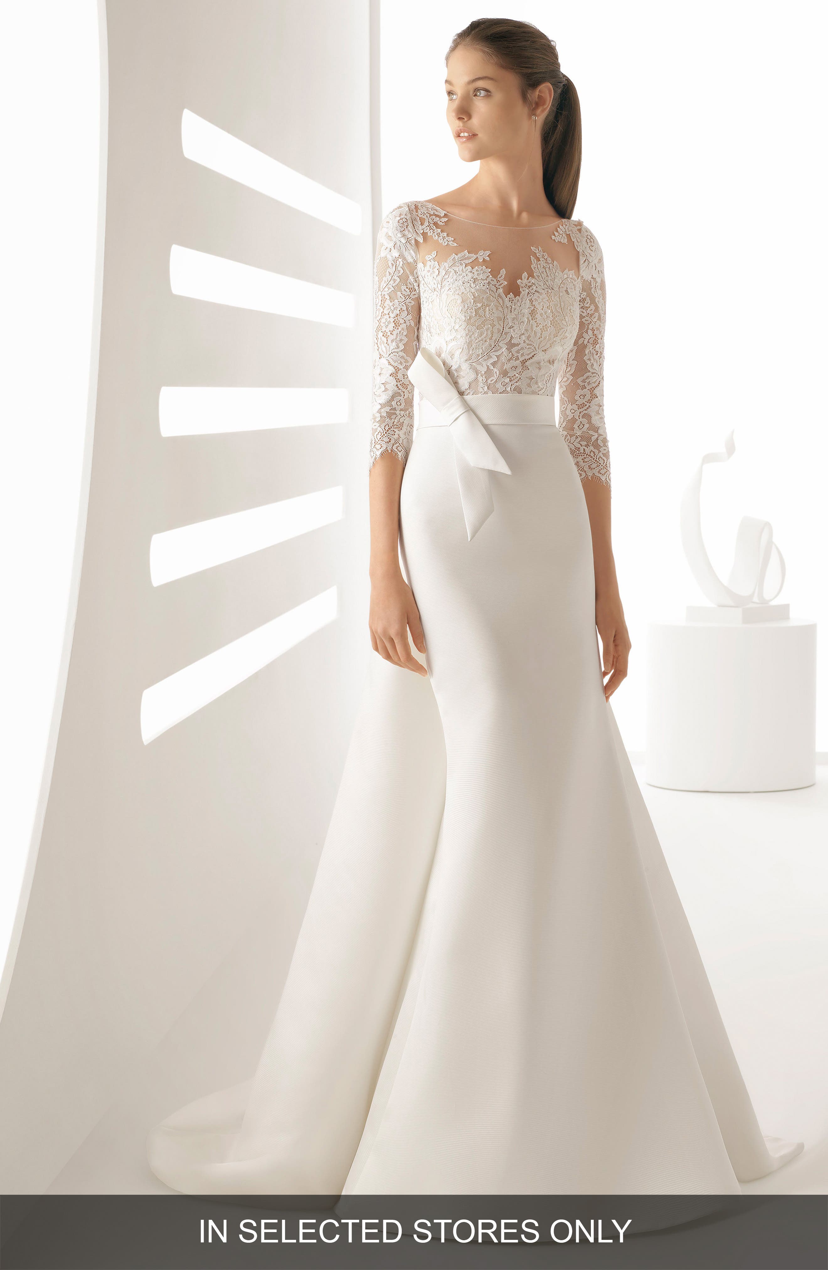 Rosa Clara Arpa Lace & Mikado Mermaid Gown, Size IN STORE ONLY - White