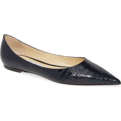 Jimmy Choo Love Croc Embossed Flat, Blue