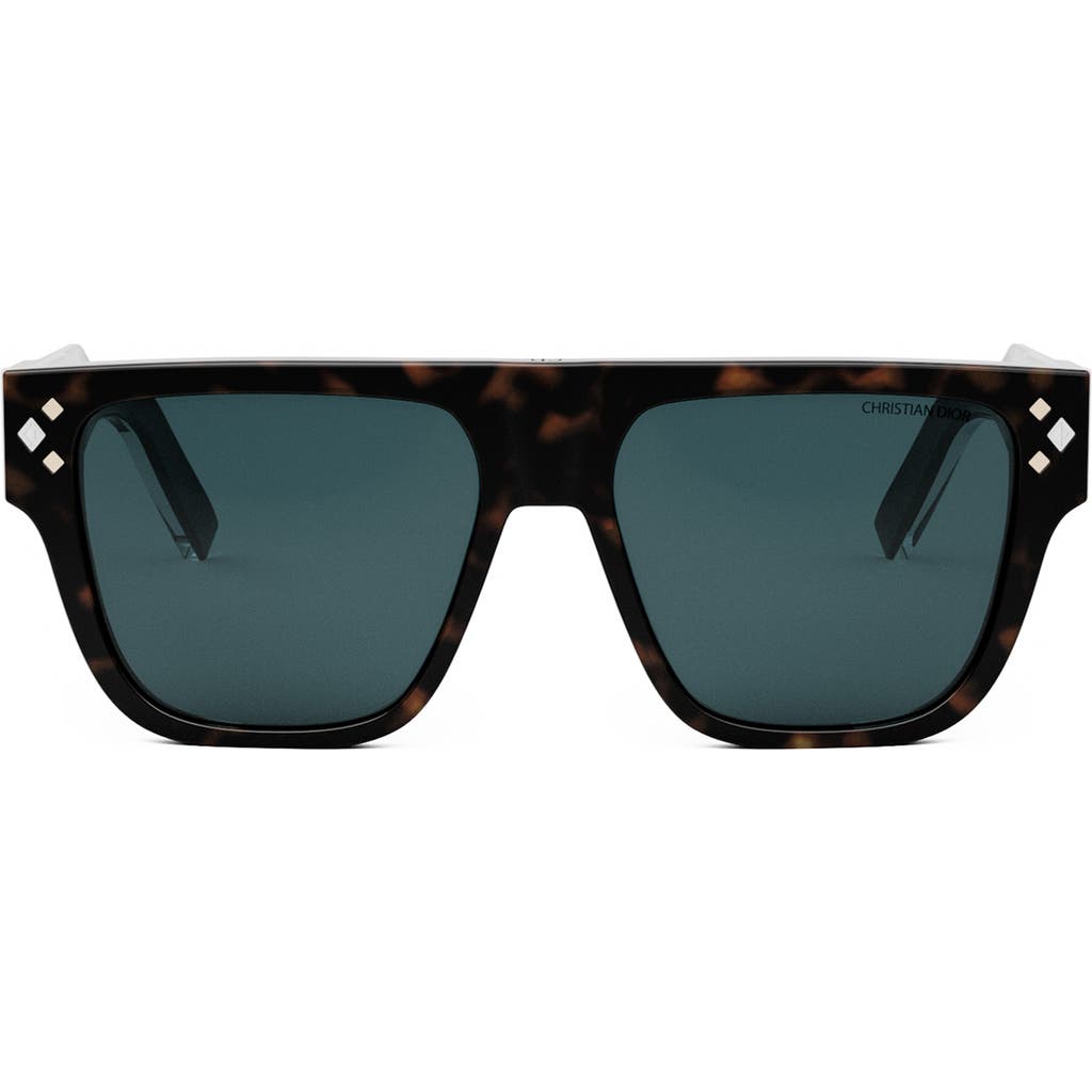 Shop Dior Cd Diamond S6i 55mm Square Sunglasses In Havana/other/blue