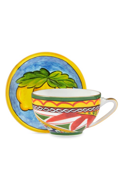 Dolce & Gabbana Dolce&gabbana Carretto Lemon Teacup & Saucer In Medium Blue