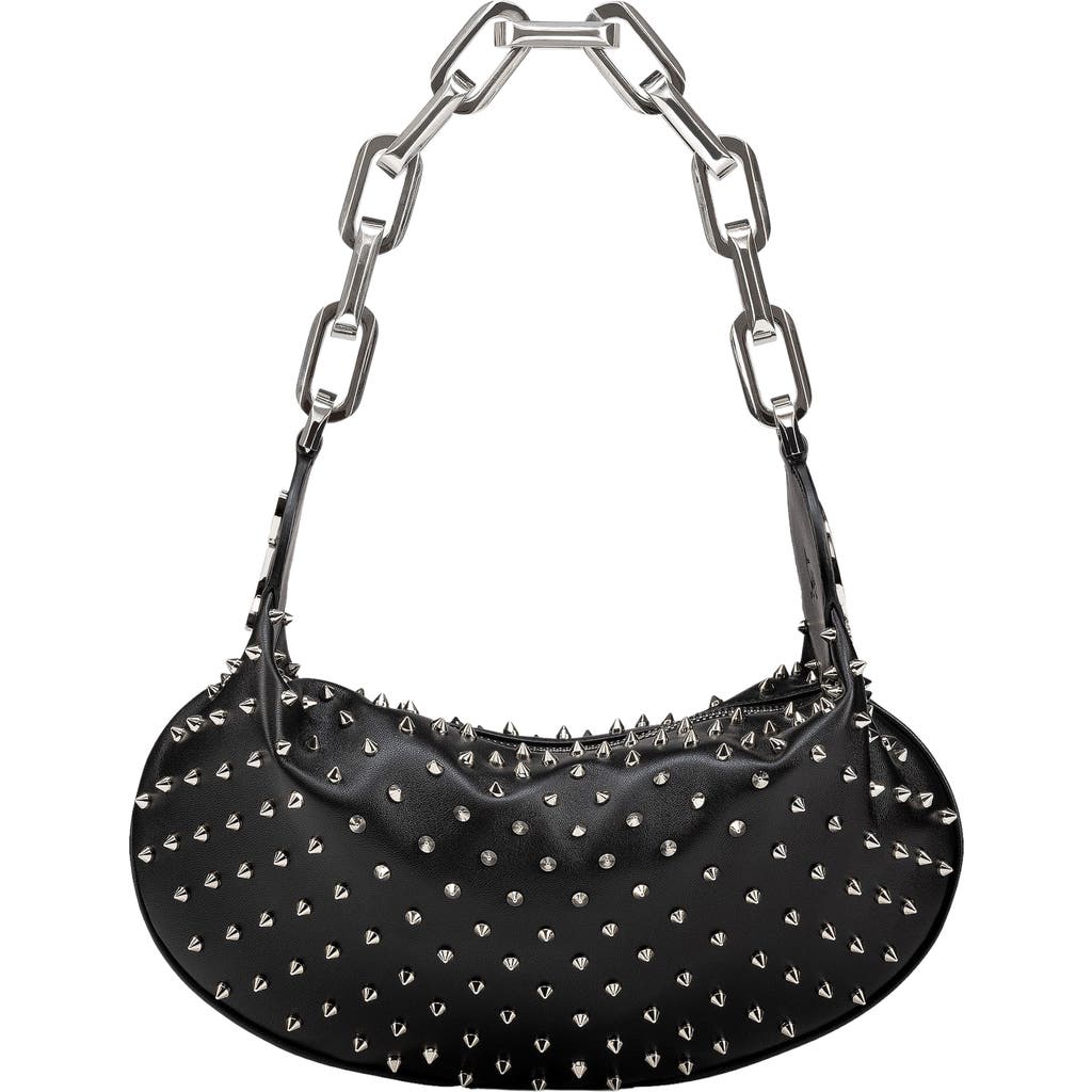 Christian Louboutin Le 54 Studded Leather Shoulder Bag In H651 Black/silver/silver