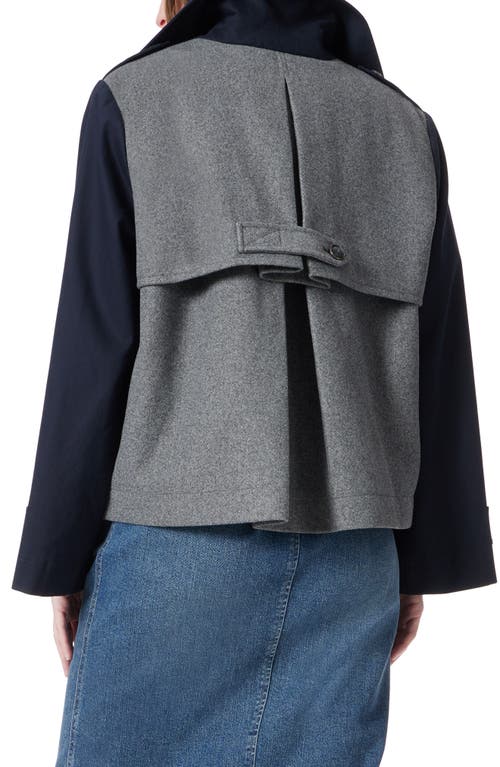 Do By Dee Ocleppo Mixed Media Short Trench Coat In New Navy