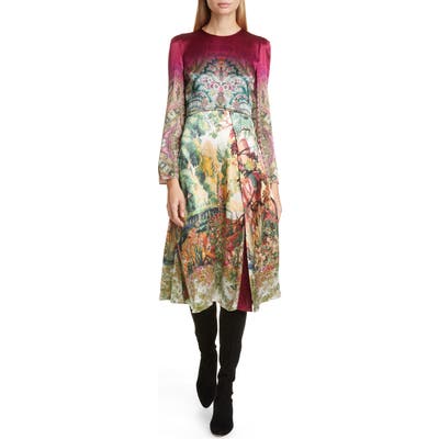 Etro Castle Print Long Sleeve Dress, US / 48 IT - Pink