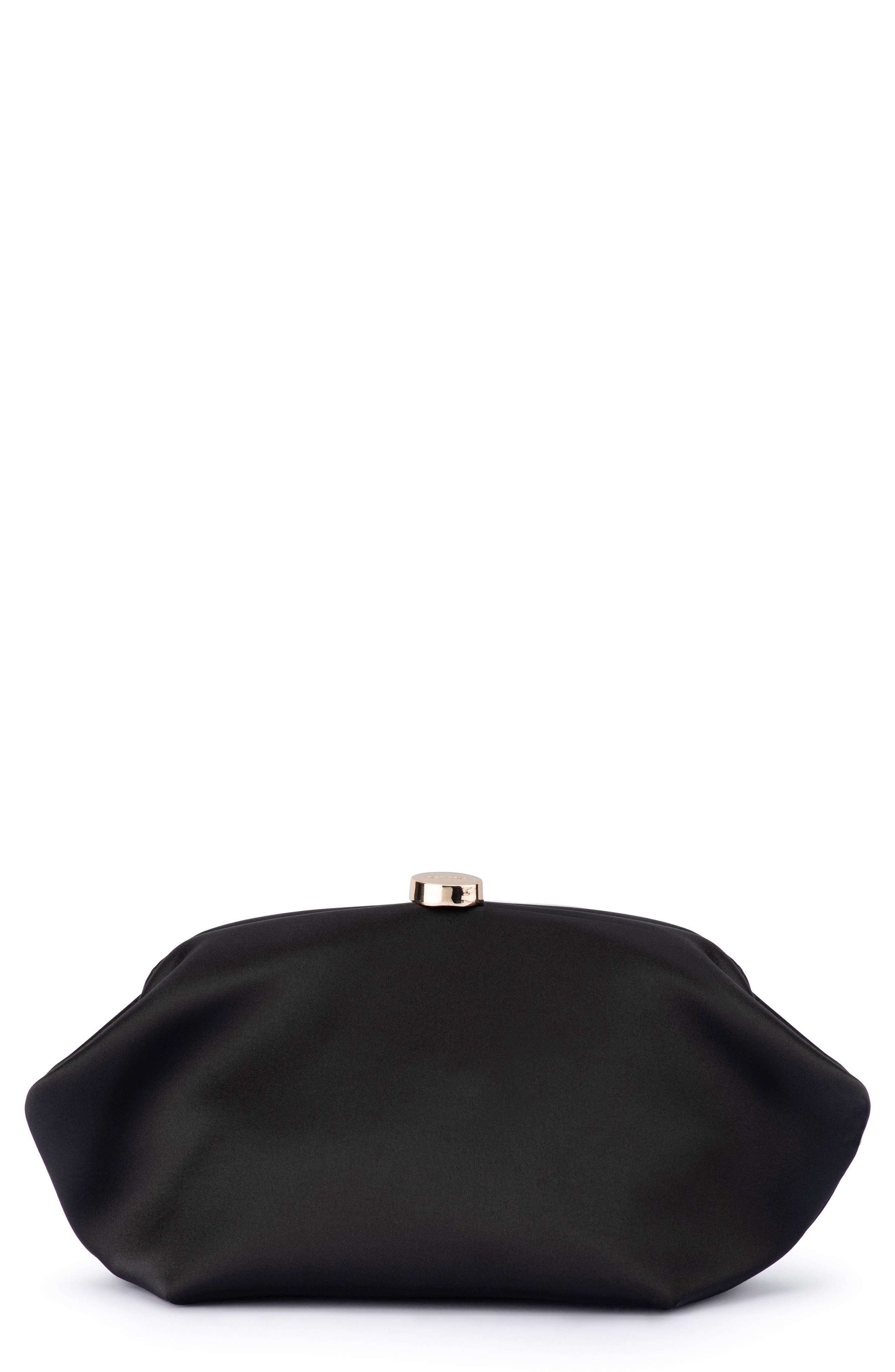 Olga Berg Karina Satin Frame Clutch in Black Cover