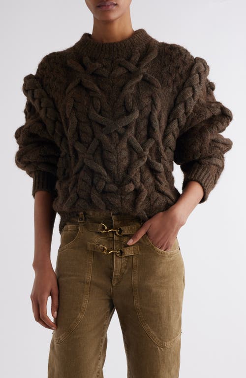 Isabel Marant Basiliane Chunky Wool & Alpaca Blend Cable Sweater In Bronze