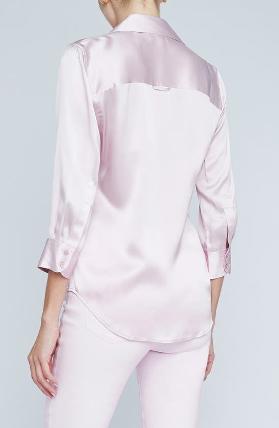 Shop L Agence Dani Silk Charmeuse Blouse In Lilac Snow