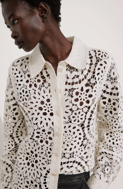 Shop & Other Stories Wool & Cotton Lace Button-up Shirt In White Dusty Light