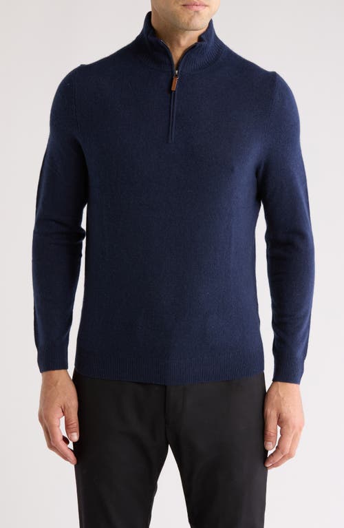 Nordstrom Quarter Zip Cashmere Sweater in Navy Night 