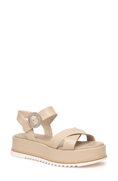 Shop Nerogiardini Ankle Strap Platform Sandal In Beige/khaki