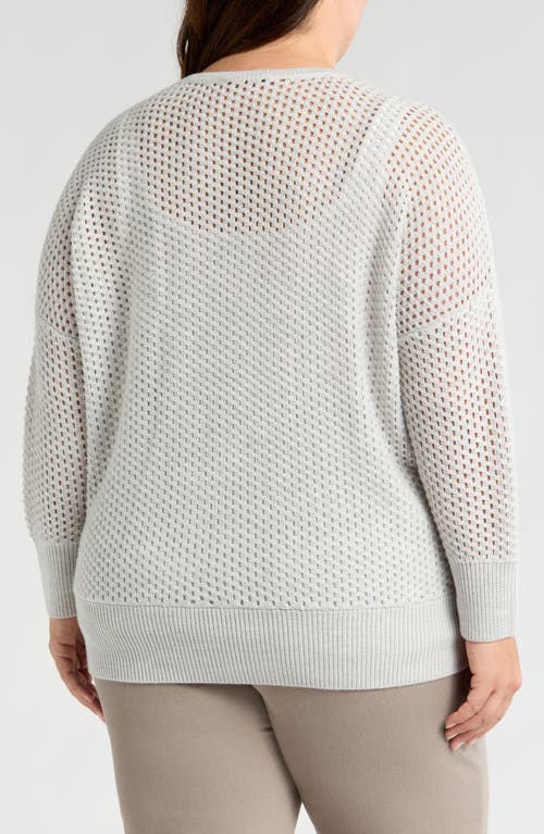 Shop Eileen Fisher Open Stitch Wool Sweater In Sea Salt