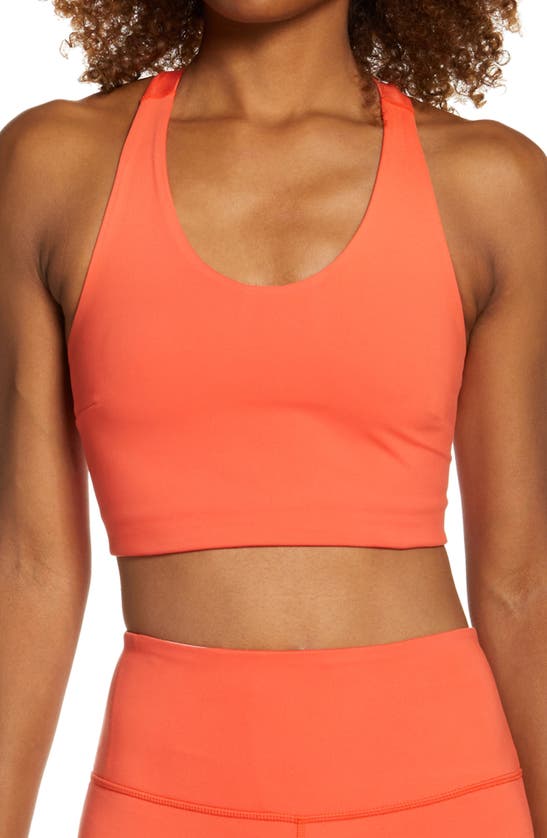 Zella Studio Lite Longline Bra In Red Firelight