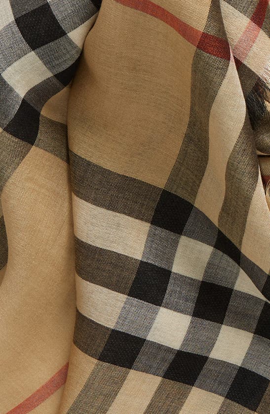 Burberry Lightweight Wool Scarf In Sand/ Lichen