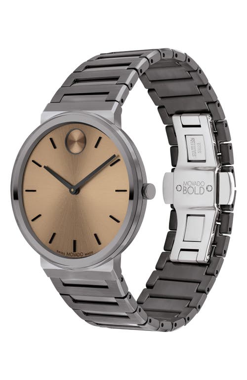 Shop Movado Bold Horizon Bracelet Watch, 40mm In Grey/brown