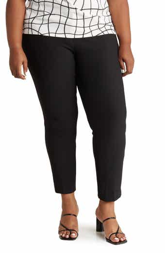 Terra & Sky Women's Plus Size Comfort Elastic Waistband Plaid Ponte Pant 