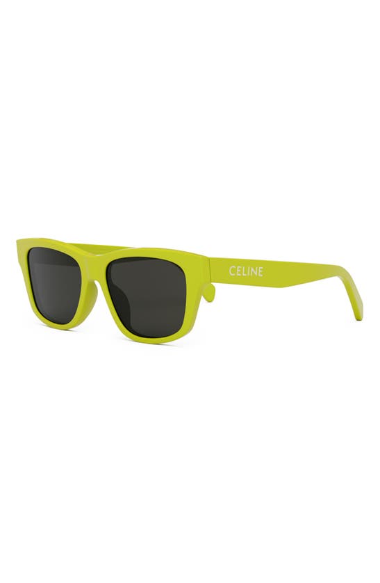 Shop Celine Monochroms 55mm Square Sunglasses In Shiny Yellow / Smoke