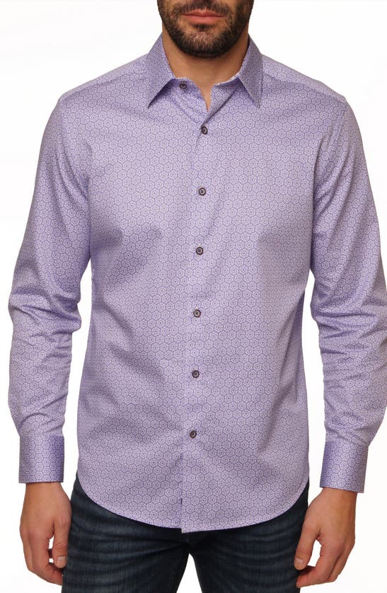 Robert Graham Westley Long Sleeve Cotton Shirt In Purple