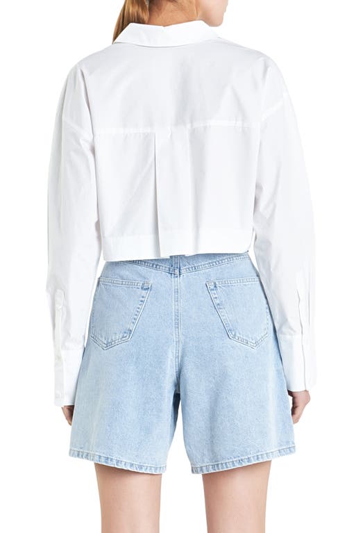 Grey Lab Oversize Crop Button-up Shirt In White