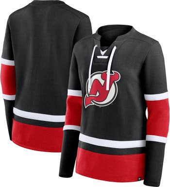 New Jersey Devils Fanatics Branded Women's Top Speed Lace-Up Pullover  Sweatshirt - Black/Red