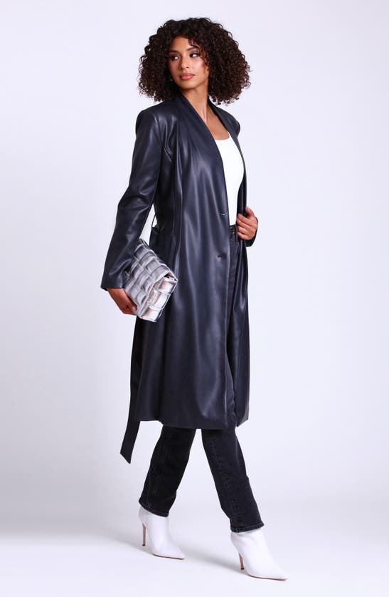 Shop Avec Les Filles Longline Faux Leather Coat In Carbon