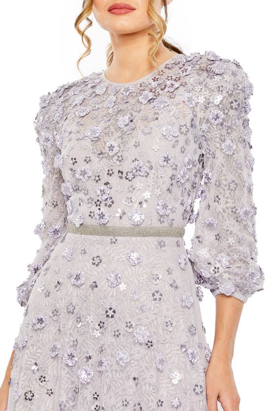 Shop Mac Duggal Floral Lace Gown In Lavender