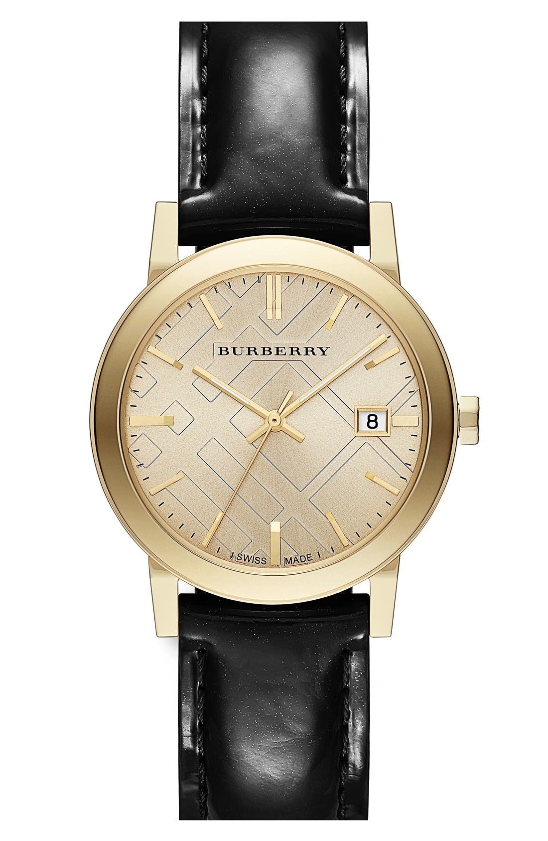 burberry check stamped round bracelet watch 34mm