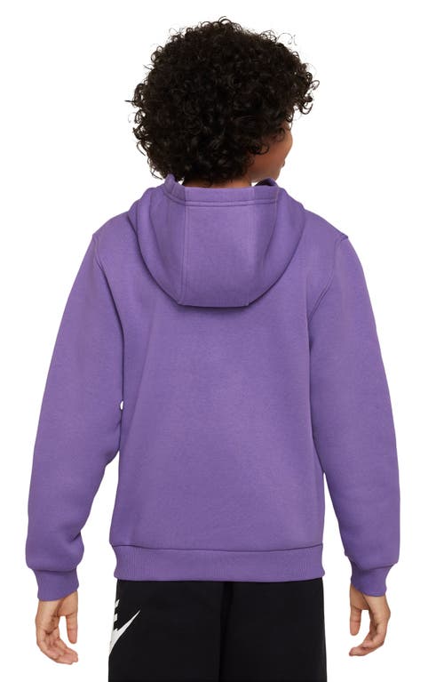 Shop Nike Kids' Club Fleece Hoodie In Black Raspberry/white