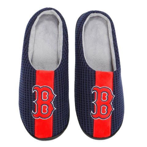 FOCO Navy Denver Broncos Team Stripe Memory Foam Slide Slippers