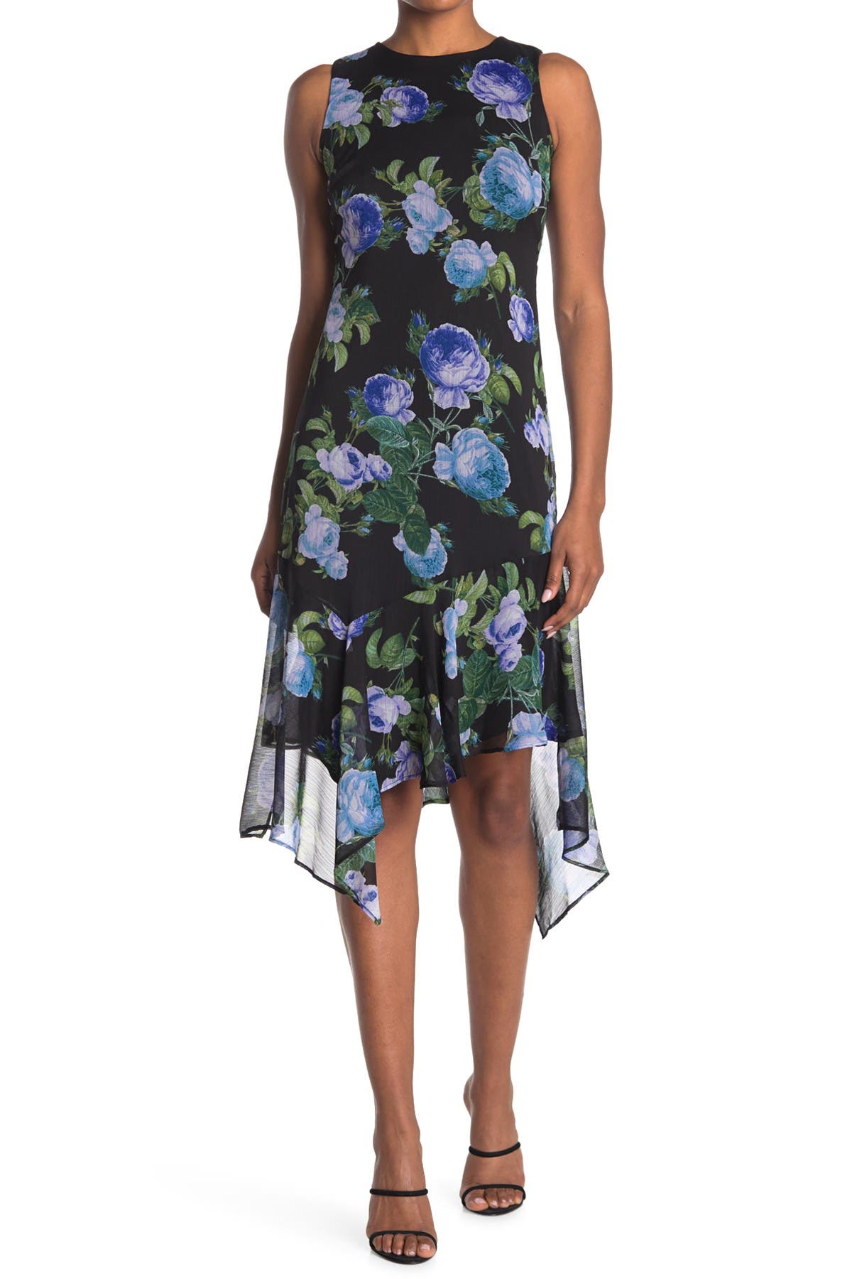 calvin klein high low floral dress
