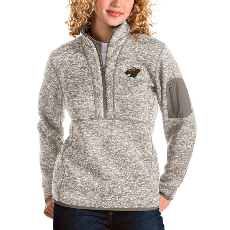 Shop Antigua Oatmeal Minnesota Wild Fortune Half-zip Sweatshirt