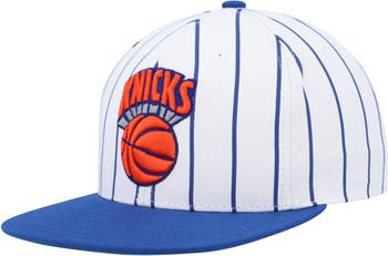 Men's Mitchell & Ness Orange/Blue New York Knicks Hardwood Classics  Sharktooth Snapback Hat