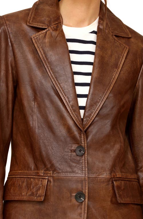 Shop Avec Les Filles Oversize Leather Blazer In Vintage Brown