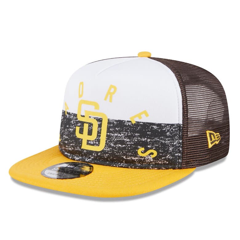 Shop New Era White/gold San Diego Padres Team Foam Front A-frame Trucker 9fifty Snapback Hat