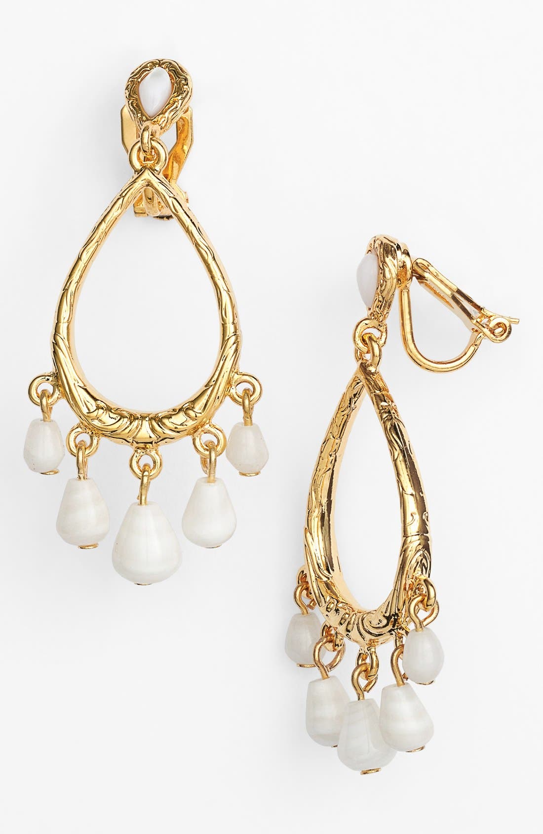 Lauren Ralph Lauren Beaded Teardrop Hoop Clip Earrings Nordstrom