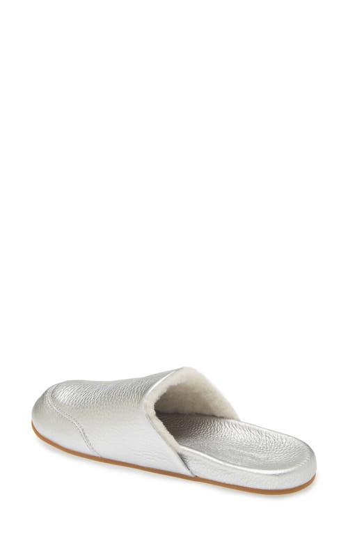 Olukai Konea Genuine Shearling Lined Mule In Silver/silver