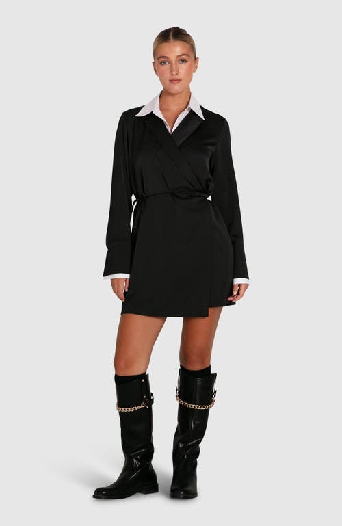 Belle & Bloom Make Me Feel Layered Shirt Dress In Black/white
