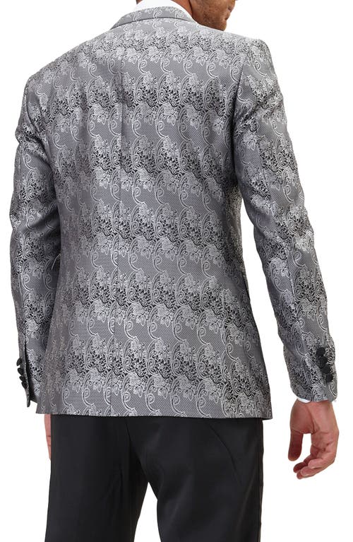 Ron Tomson Paisley Pattern Tuxedo Jacket In Silver