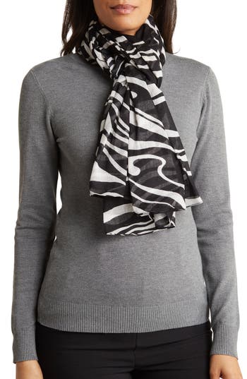 La Fiorentina Zebra Print Cover-up Sarong In Light Grey/black
