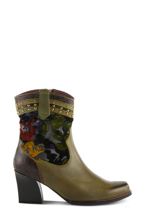 Shop L'artiste By Spring Step Spring Step Happytime Western Bootie In Olive Multi