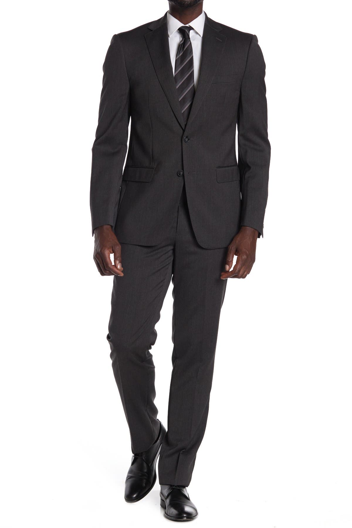 calvin klein charcoal plaid modern fit suit